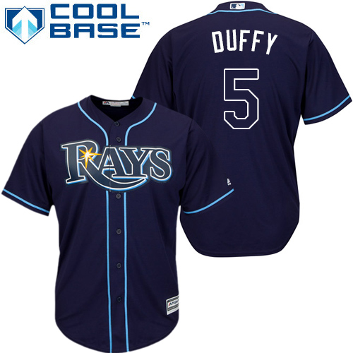 Rays #5 Matt Duffy Dark Blue Cool Base Stitched Youth MLB Jersey - Click Image to Close